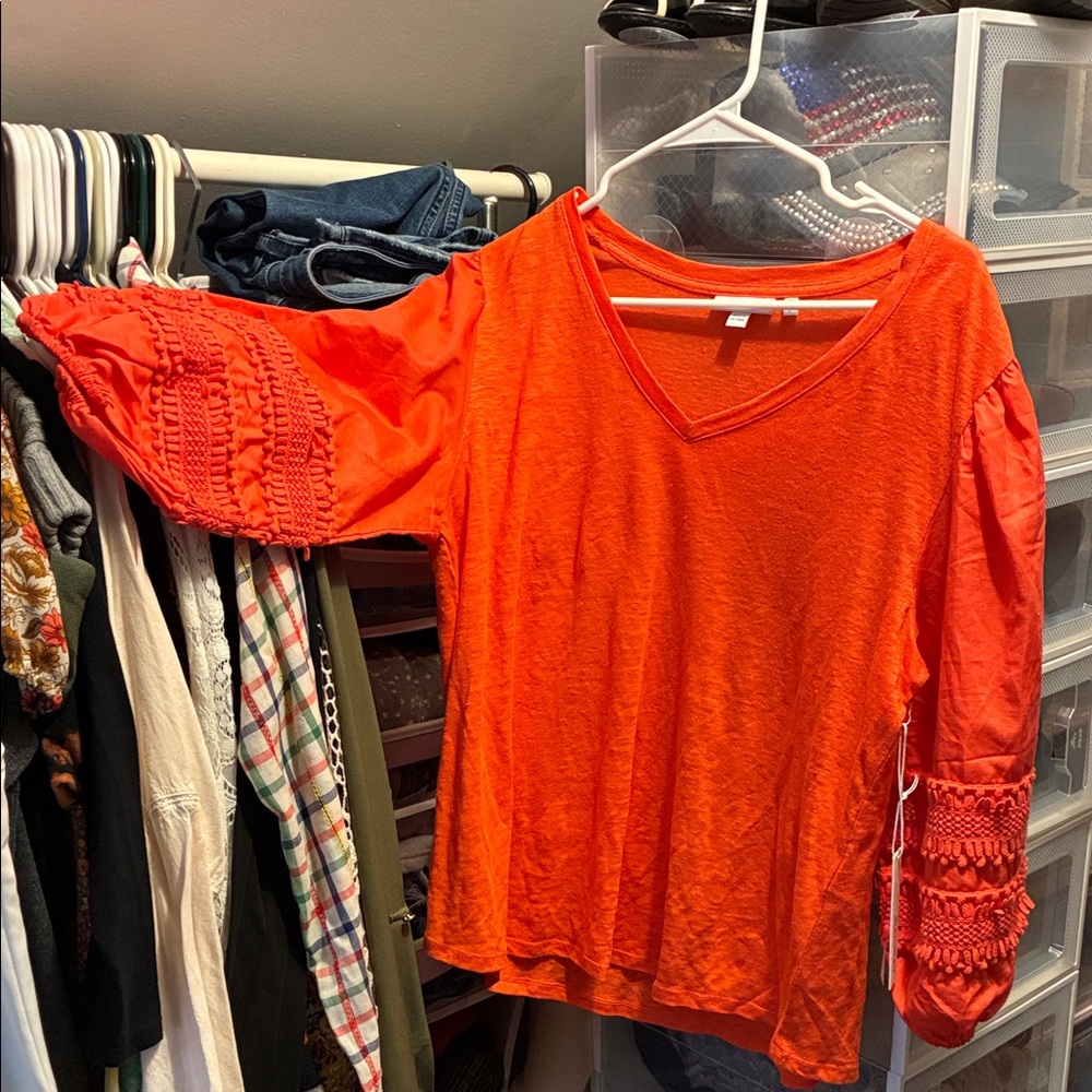 Chico's Bright Orange Long Sleeve Top